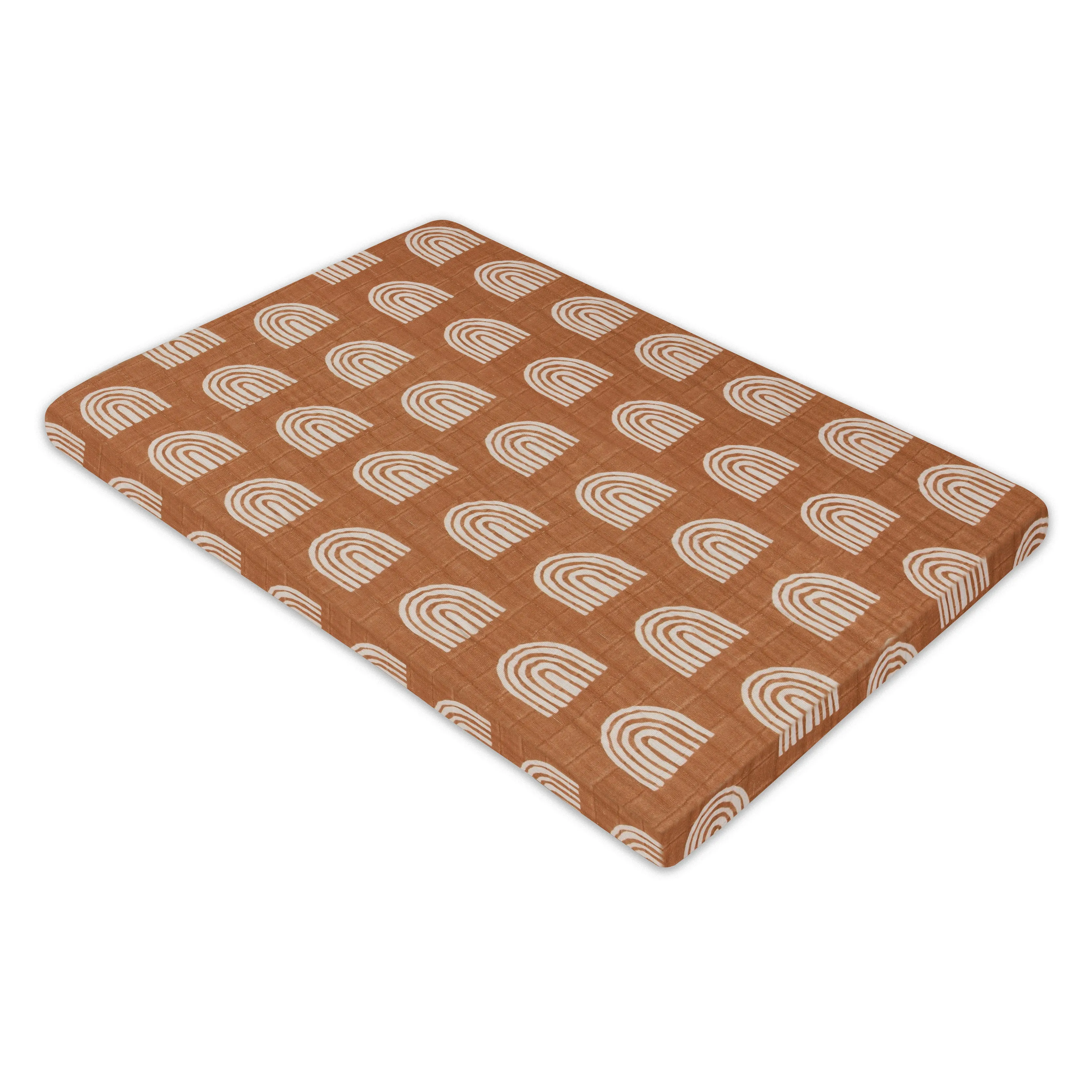 All-Stages Bassinet Sheet in GOTS-Certified Organic Muslin Cotton - Terracotta Rainbow